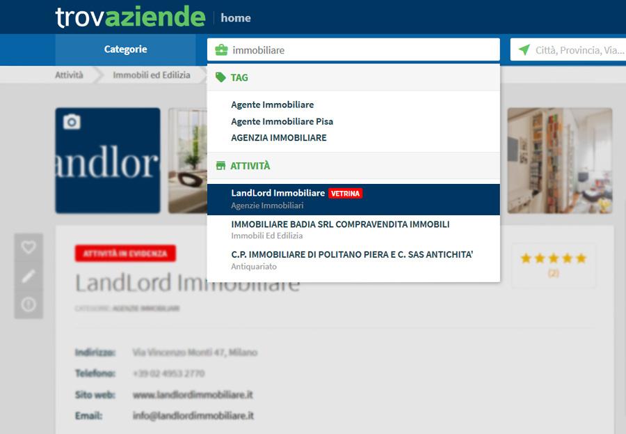 Visibilità ricerche su TrovAziende