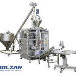 DOLZAN - Confezionatrice verticale con dosatore volumetrico a coclea per prodotti polverosi come farine, lieviti, semipreparati per gelati e dolci, caffè machinato e molti altri. 