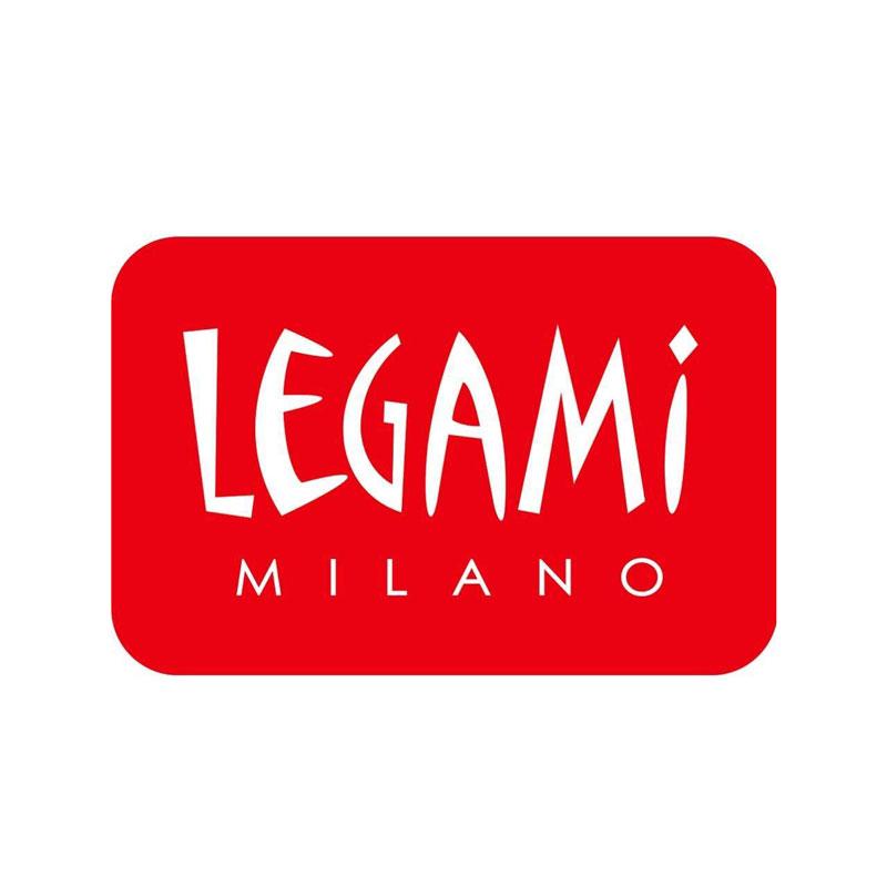 Un logo rosso con la scritta LEGAMI MILANO in bianco.