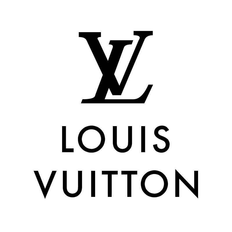 Il logo di Louis Vuitton in bianco e nero con le iniziali LV sovrapposte.