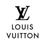 Il logo di Louis Vuitton in nero su sfondo bianco.