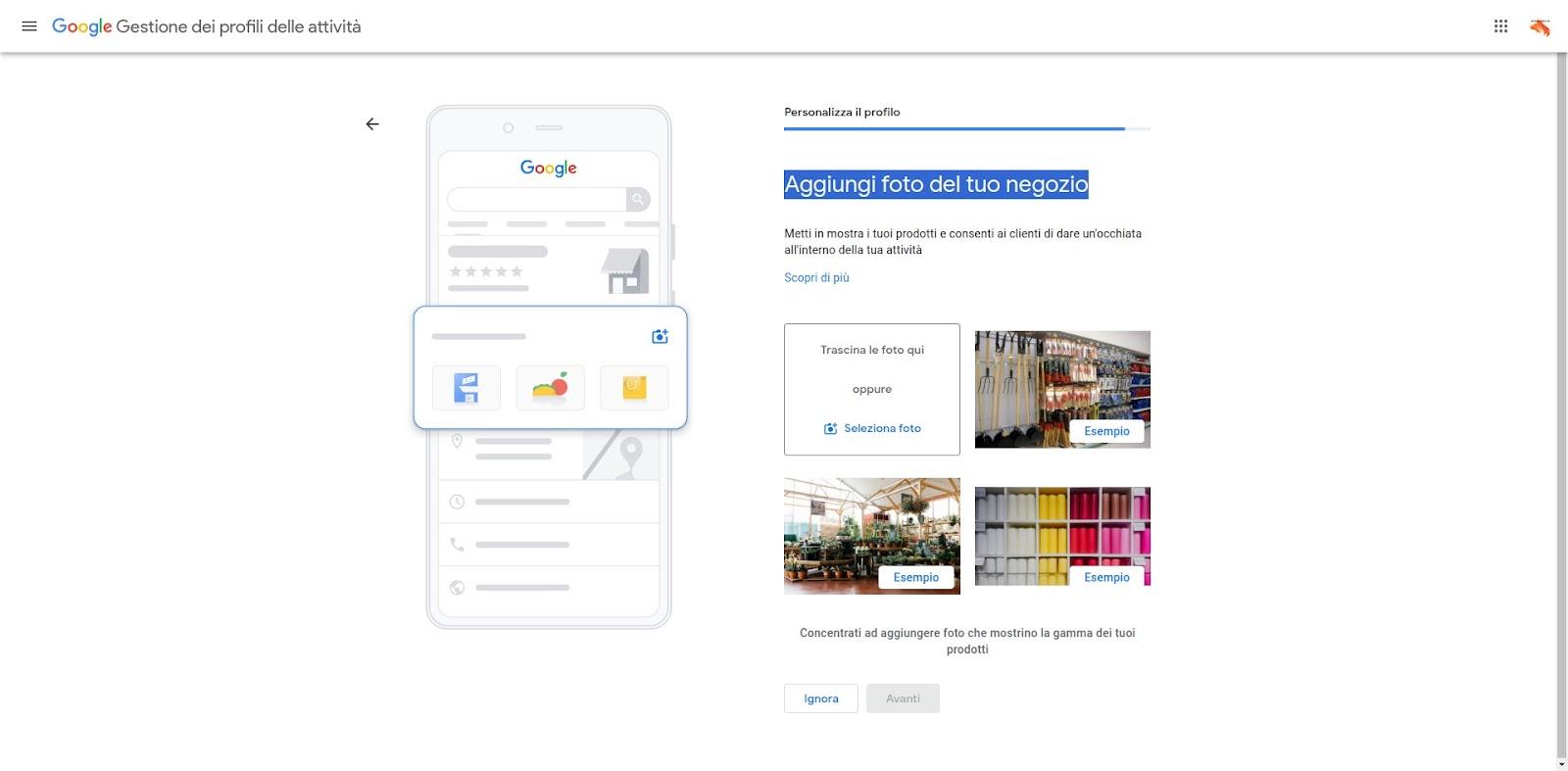 Aggiungi foto della tua attività su Google