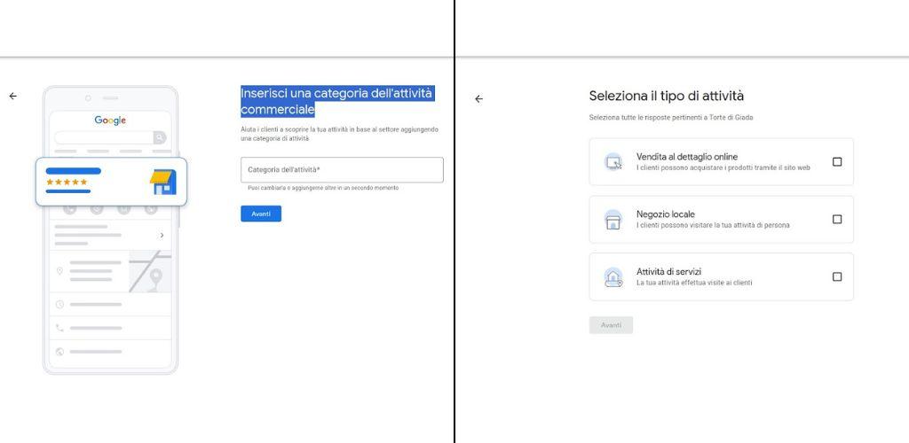 Scegli la categoria aziendale su Google