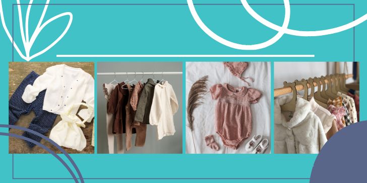 Grafica con varie foto di abbigliamento per bambini.